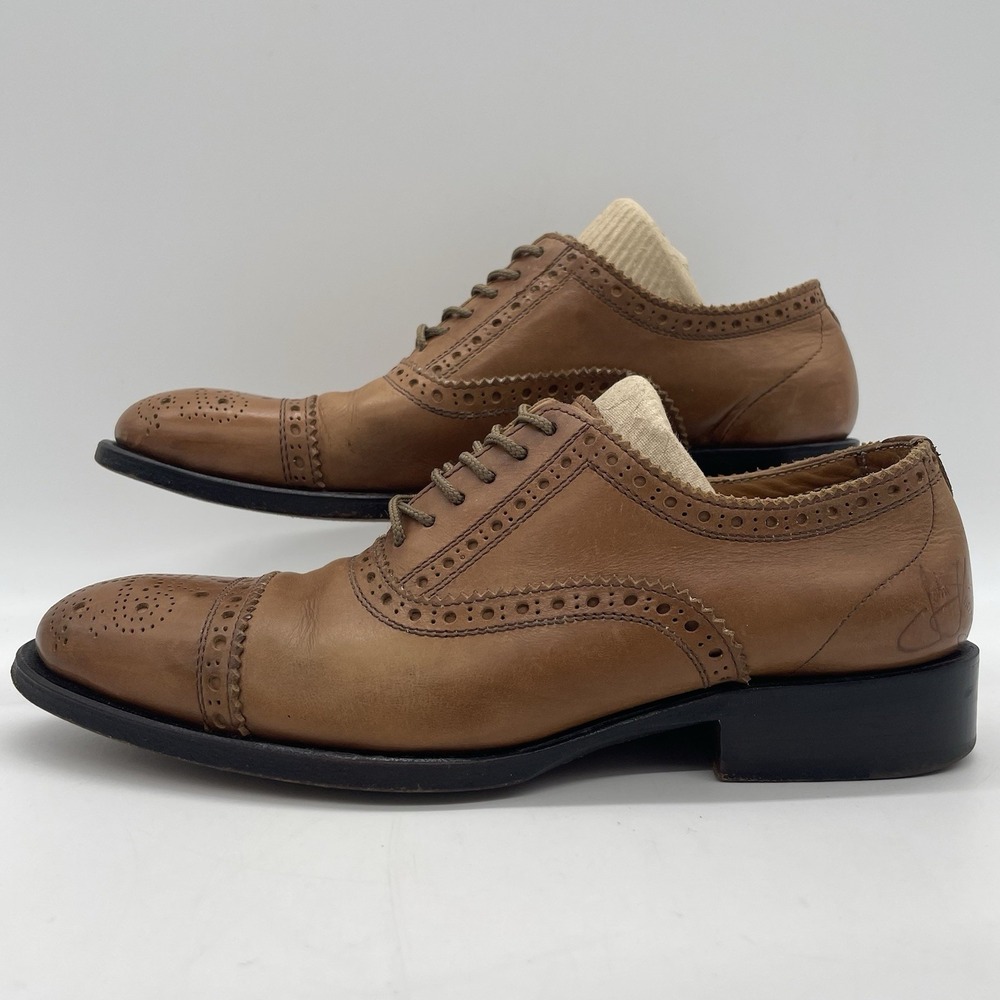Vintage John Fluevog‎ The Gateway Womens 7 Shoes Oxford Cap Toe Brown Leather